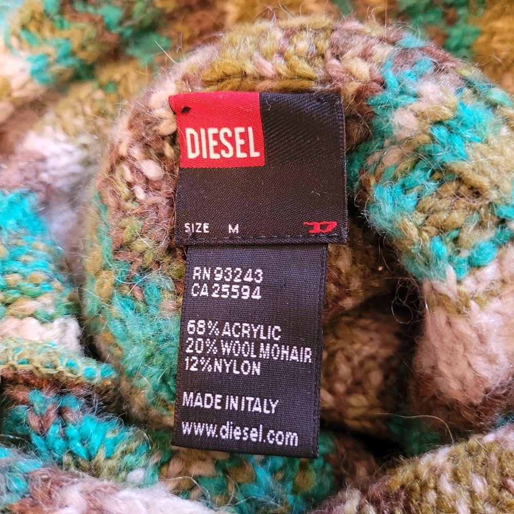 Diesel 90s Diesel Cowl Neck Knit Green Sweater Top - M - Picture 5 of 7